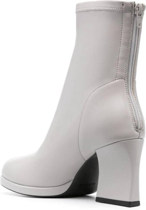 PINKO 85mm leather ankle boots Grey
