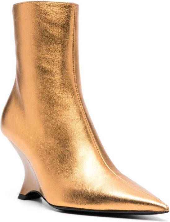 PINKO 90mm leather ankle boots Gold