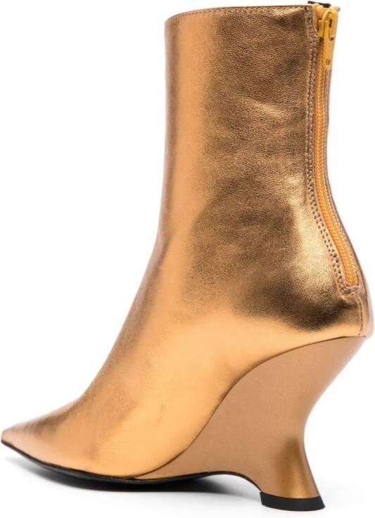 PINKO 90mm leather ankle boots Gold