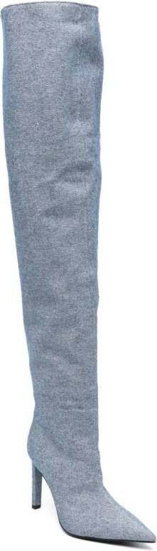PINKO 90mm thigh-high denim boots Blue
