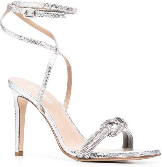 PINKO Anabia 105mm leather sandals Silver