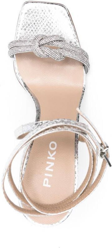 PINKO Anabia 105mm leather sandals Silver