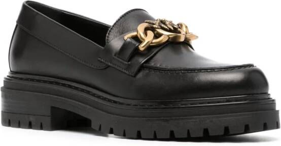 PINKO chain-detail leather loafers Black