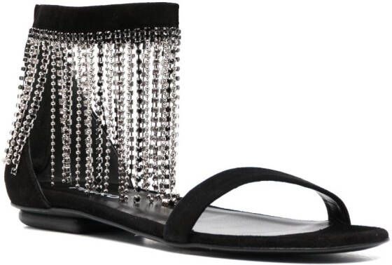 PINKO crystal-embellished suede sandals Black