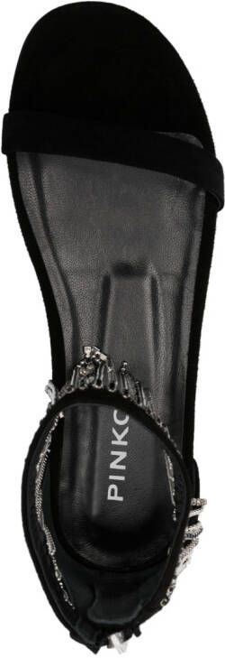 PINKO crystal-embellished suede sandals Black