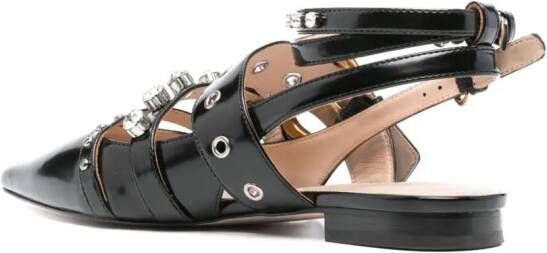 PINKO embellished leather ballerina shoes Black