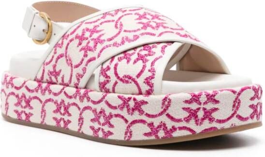 PINKO Flores embroidered-Love Birds sandals