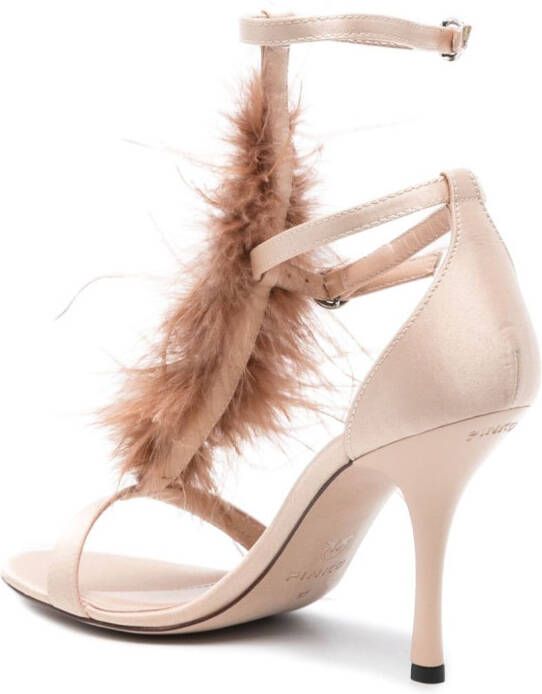 PINKO Janis 95mm feather-detail sandals Neutrals