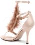 PINKO Janis 95mm feather-detail sandals Neutrals - Thumbnail 3