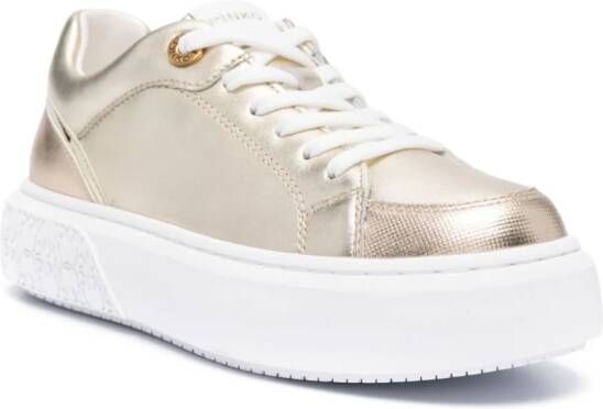 PINKO Love Birds-engraved sneakers Gold