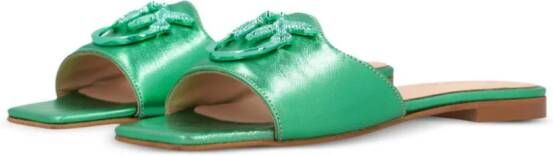 PINKO Marli 02 laminated-leather sandals Green