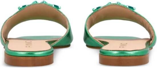 PINKO Marli 02 laminated-leather sandals Green