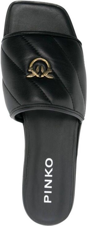PINKO Molly quilted leather slides Black