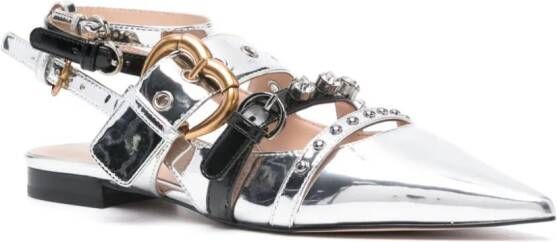 PINKO rhinestone-embellished ballerina shoes Silver