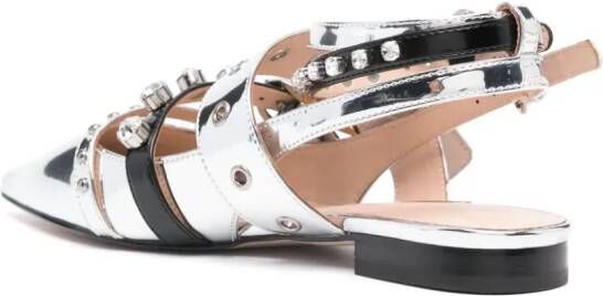PINKO rhinestone-embellished ballerina shoes Silver