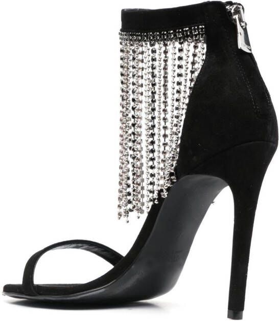 PINKO rhinestone-fringe suede sandals Black