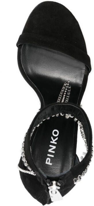 PINKO rhinestone-fringe suede sandals Black