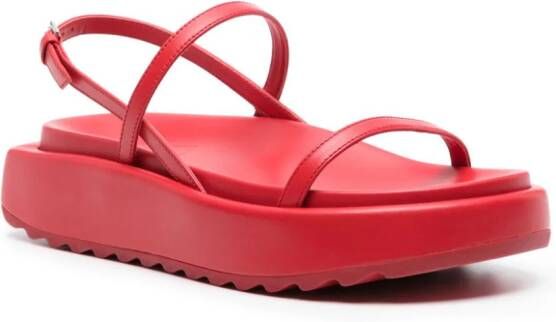Plan C chunky-sole leather sandals Red