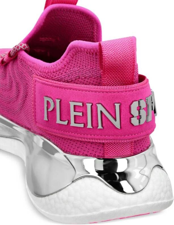 Plein Sport Runnr logo-plaque knitted sneakers Pink