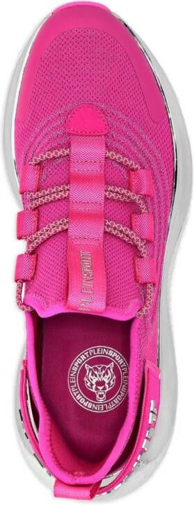 Plein Sport Runnr logo-plaque knitted sneakers Pink