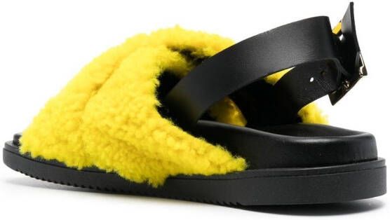 Pollini crossover sheepskin sandals Yellow