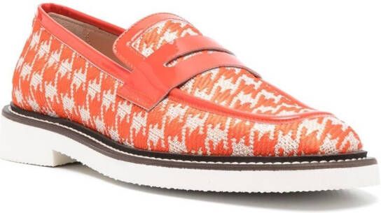 Pollini houndstooth-pattern print loafers Orange