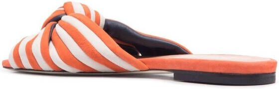 Pollini striped-knot sandals Orange