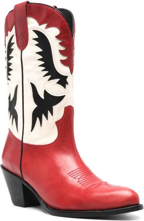 Polo Ralph Lauren 65mm Western leather ankle boots Red