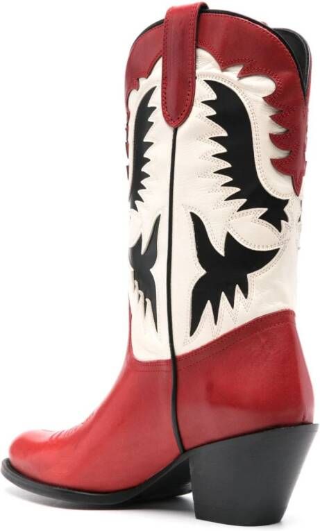 Polo Ralph Lauren 65mm Western leather ankle boots Red