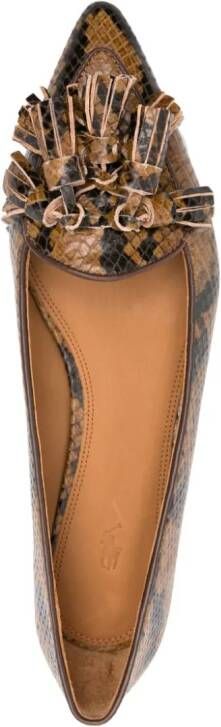 Polo Ralph Lauren Ashtyn python print leather loafers Brown