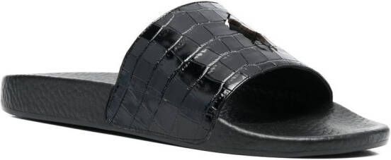 Polo Ralph Lauren crocodile-embossed leather sliders Black