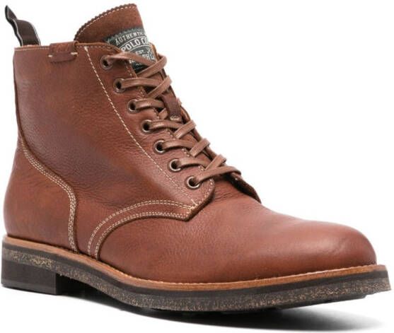 Polo Ralph Lauren grained-texture leather ankle boots Brown