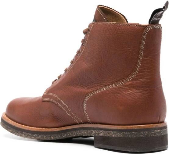 Polo Ralph Lauren grained-texture leather ankle boots Brown