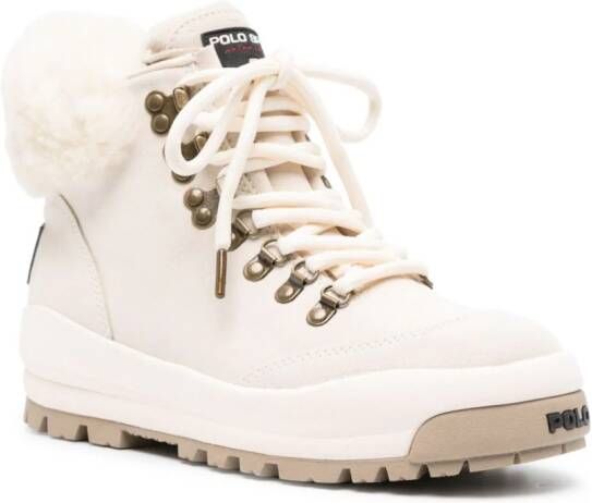 Polo Ralph Lauren logo-appliqué leather boots Neutrals