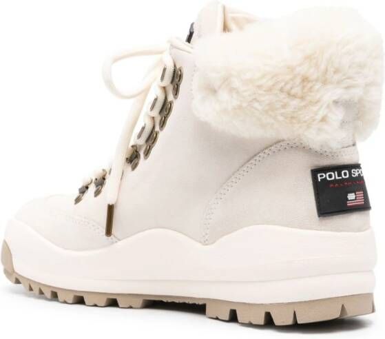 Polo Ralph Lauren logo-appliqué leather boots Neutrals