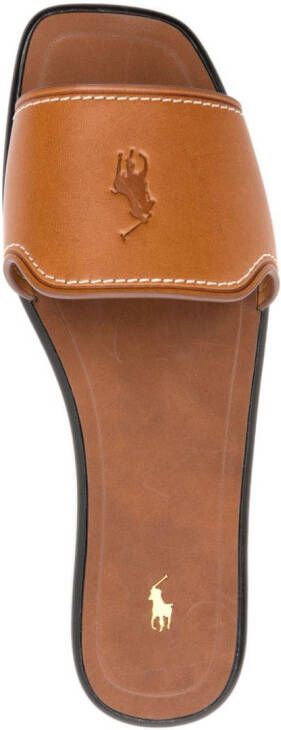 Polo Ralph Lauren logo-debossed leather sandals Brown