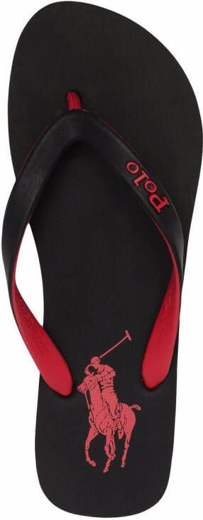 Polo Ralph Lauren logo-patch flip flops Black