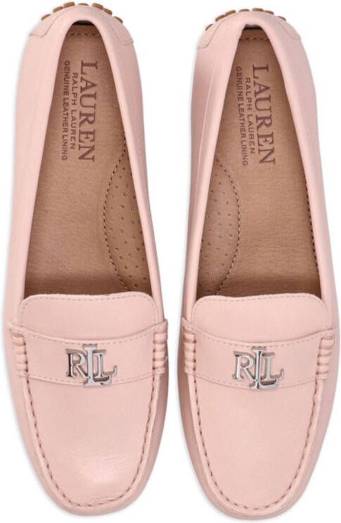 Polo Ralph Lauren logo-plaque leather loafers Pink