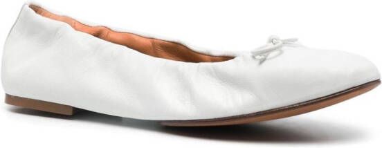 Polo Ralph Lauren ruched leather ballerina shoes White