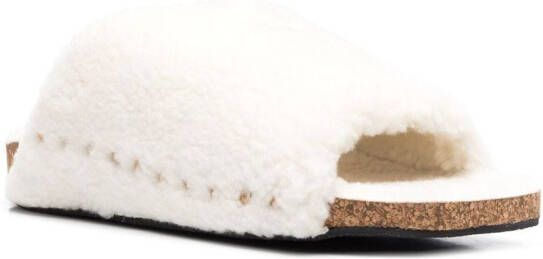 Polo Ralph Lauren slip-on fleece sandals White