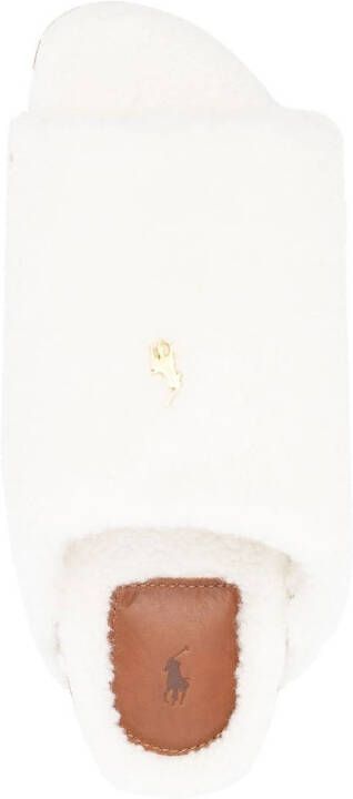 Polo Ralph Lauren slip-on fleece sandals White