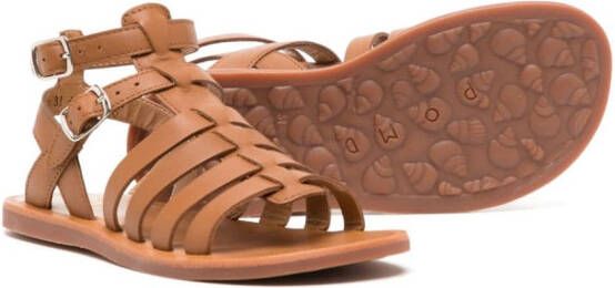 Pom D'api buckled calf-leather sandals Brown