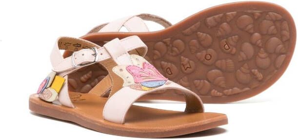 Pom D'api Butterfly Beach metallic-finish sandals Pink