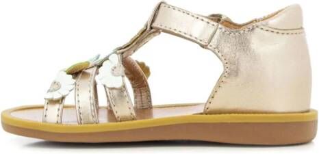 Pom D'api floral leather sandals Gold