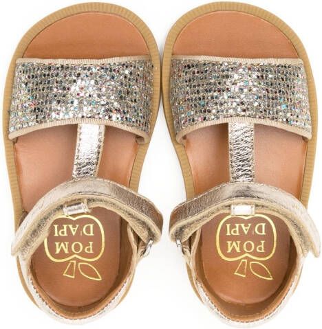 Pom D'api metallic touch-strap sandals Gold