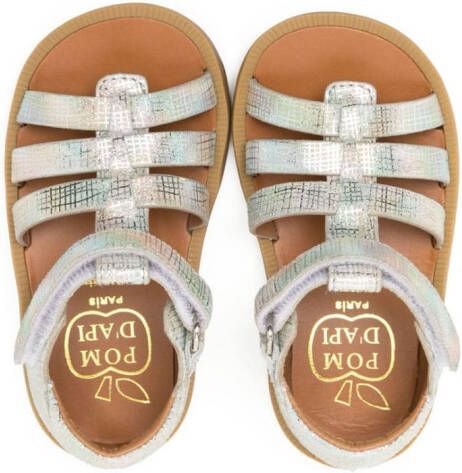 Pom D'api metallic touch-strap sandals Silver