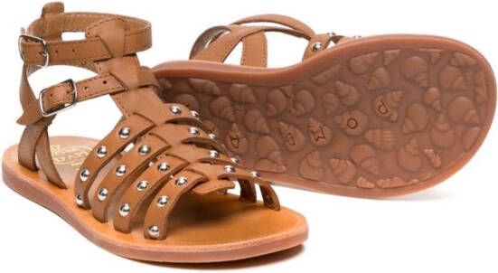 Pom D'api open-toe stud-embellished sandals Brown