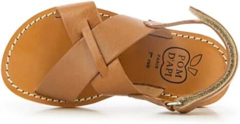 Pom D'api Plage-Stitch Cross leather sandals Brown