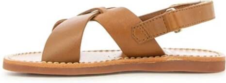 Pom D'api Plage-Stitch Cross leather sandals Brown