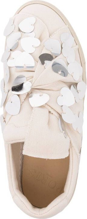 Ports 1961 heart-embellished low-top sneakers Neutrals